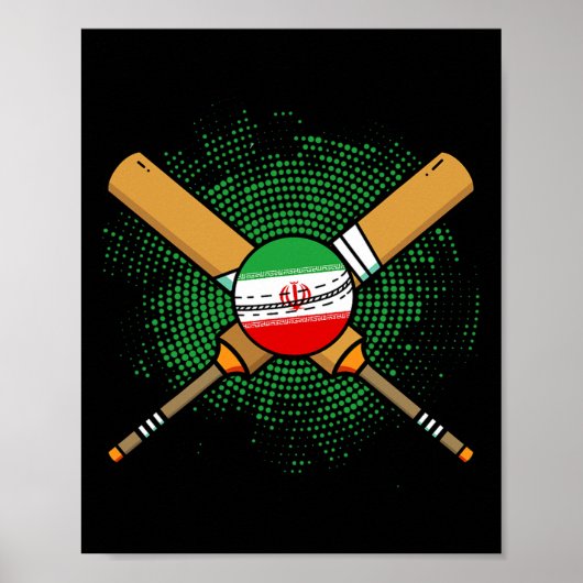 Poster Raquette de cricket iranienne et ll drapeau de l'I (Devant)