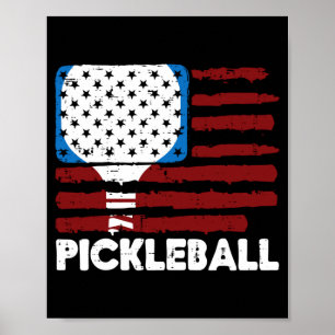 Poster Raquette de Pickleball Drapeau Patriot Pickle Ball