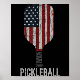 Poster Raquette de Pickleball Patriotique Drapeau du 4 ju