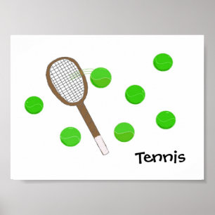Poster Raquette de tennis et balles de tennis
