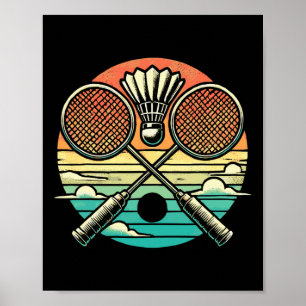 Poster Raquette de Volant de badminton rétro