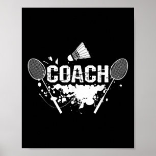Poster Raquette Smash Navette Entraîneur Badminton