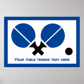 Poster Raquettes de ping-pong de ping-pong et bleu boule