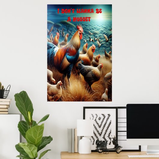 Poster Rassemblement de plumes : Les poulets errants dans (Bureau à domicile)