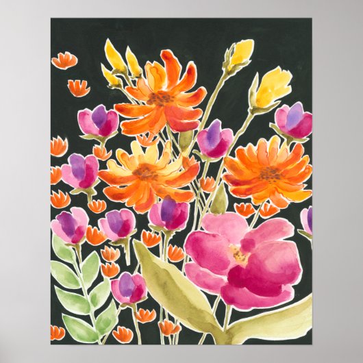 Poster Rassemblement splendide - Fleurs roses et orange (Devant)