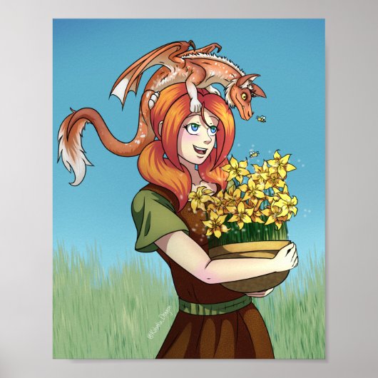 Poster Rassembler les fleurs avec un dragon (Devant)