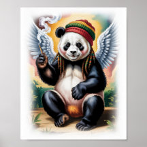 Rasta Panda Ange Coloré sur Fond Blanc