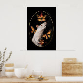 Poster Rat blanc avec papillons monarques Maison gothique (Cuisine)