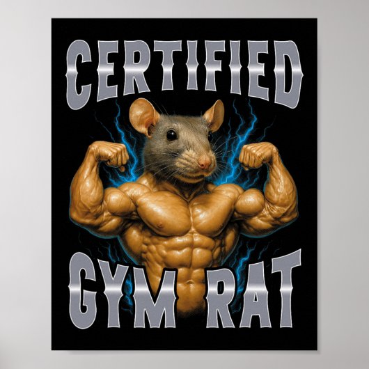 Poster Rat de gym certifié (Devant)
