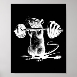 Poster Rat de gym rétro forme culturisme musculation poid
