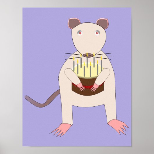 Poster Rat de Siamese avec gâteau d'anniversaire (Devant)