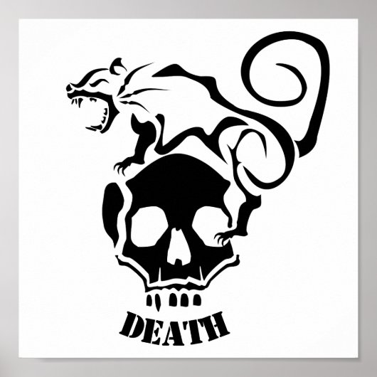 Poster Rat en colère sur un crâne mal (Devant)