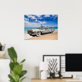 Poster Rat Rod Car Skeleton Joyride sur la plage Drôle (Bureau à domicile)