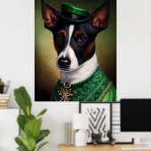 Poster Rat Terrier Chien en robe de fête St. Patrick (Bureau à domicile)