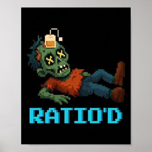 Poster Ratio’d Pixelated Zombie Gamer Teag Npc Halloween (Devant)