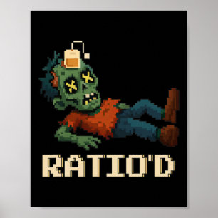 Poster Ratio’d Pixelated Zombie Gamer Teag Npc Halloween