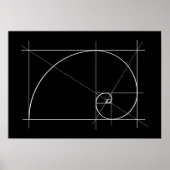 Poster Ratio d'or, spirale Fibonacci, dessin (Devant)