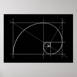 Poster Ratio d'or, spirale Fibonacci, dessin