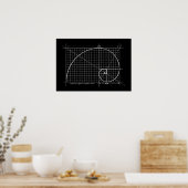 Poster Ratio d'or, spirale Fibonacci, dessin (Cuisine)