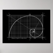 Poster Ratio d'or, spirale Fibonacci, dessin (Devant)