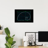 Poster Ratio d'or, spirale Fibonacci, dessin couleur (Bureau à domicile)