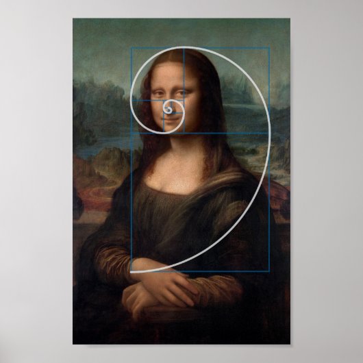 Poster Ratio or spirale Mona Lisa Fibonacci (Devant)