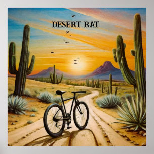 Poster Raton de Désert Cyclisme VTT Coucher de Soleil Per