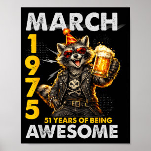 Poster raton laveur 51e anniversaire bière mars 1975 vint