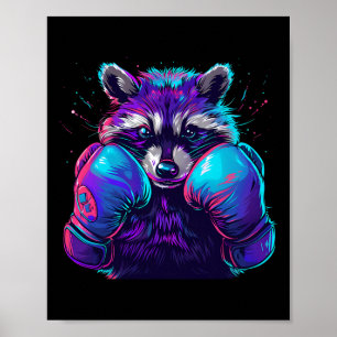 Poster Raton laveur boxeur avec gants de boxe Kickboxing