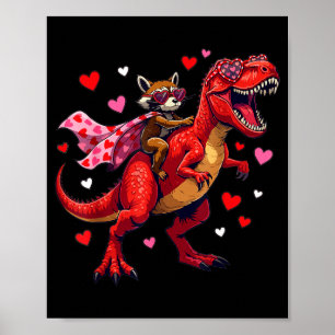 Poster Raton laveur de la Saint-Valentin chevauchant un d