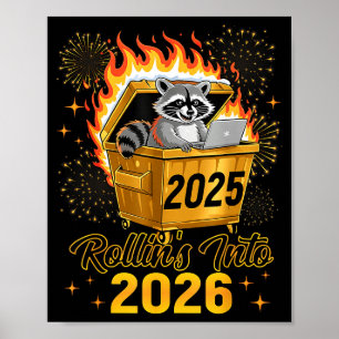Poster Raton laveur drôle de Rollin entre dans l'année no