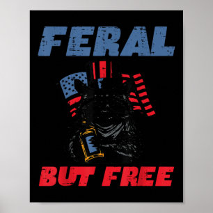 Poster Raton laveur du 4 juillet Féral mais libre Drôle P