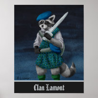 Raton laveur écossais Clan Lamont peint à la main