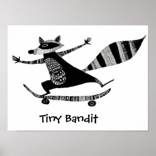 Poster Raton laveur en skateboard – Animal fantaisiste ra