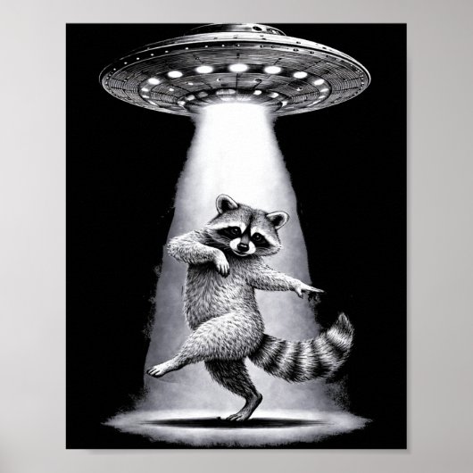 Poster Raton laveur extraterrestre effectue une danse rid (Devant)