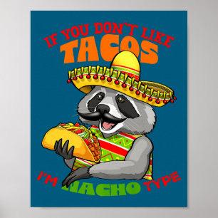 Poster Raton laveur mexicain cinco de mayo drôle mignon m
