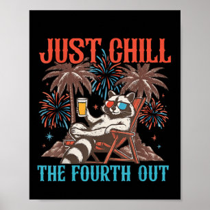 Poster Raton laveur mignon 4 juillet patriotique juste se