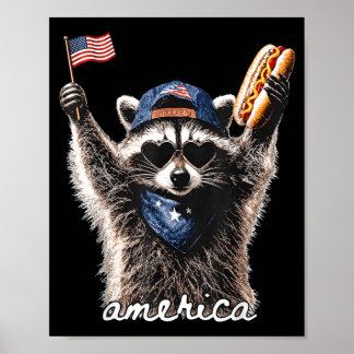 Poster Raton laveur patriotique d'Amérique