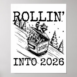 Poster Raton laveur roulant dans 2026 Bonne année 2026 Dr