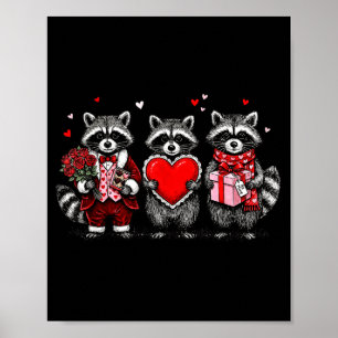 Poster Raton laveur Saint-Valentin Drôle Raton laveur sau