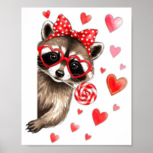 Poster Raton laveur sauvage drôle pour la Saint-Valentin