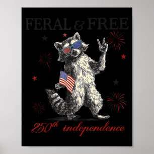 Poster Raton laveur sauvage mais drapeau 250e anniversair