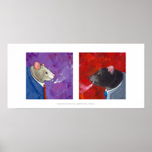 Poster Rats dans des costumes fumant l'art d'amusement de