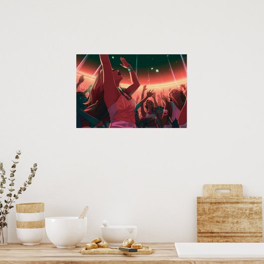 Poster Rave fille sous les étoiles (Cuisine)