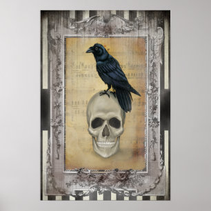 Poster Raven and Skull halloween