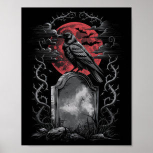 Poster Raven Bird Gothic Raven Art Cemetery Imaginaire