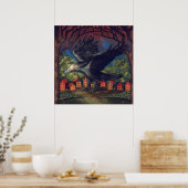 Poster Raven Moonlight sorcières Halloween Nuit (Cuisine)