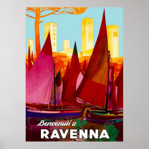 Poster Ravenna, Sailing Boats on City Port