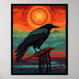 Poster Ravens Navajo Desert style art autochtone #NR105