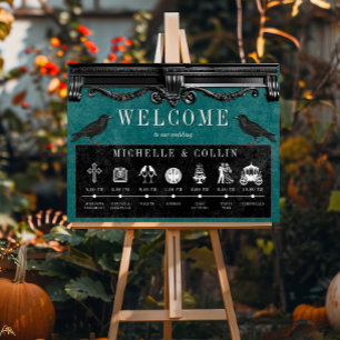 Poster Ravens noirs gothiques et ordre Turquoise des évén